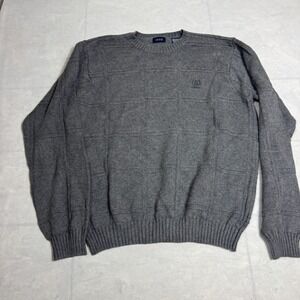 IZOD Mens Pullover Sweater Gray Tight Knit Long Sleeve Classic Winterwear Size M